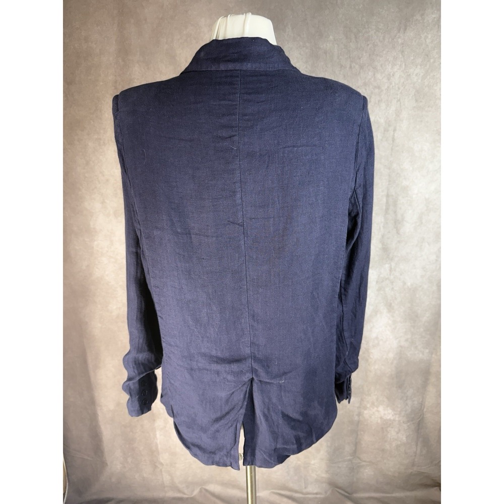 Sundance Linen Iris Herringbone Relaxed Blazer In Blue Women's Size M - Picture 4 of 10